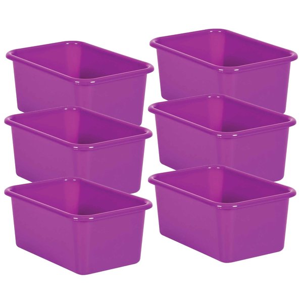 Teacher Created Resources Purple Small Plastic Storage Bin, 6PK 20383